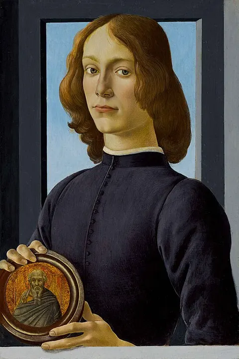 Retrato de un joven sosteniendo un medallón