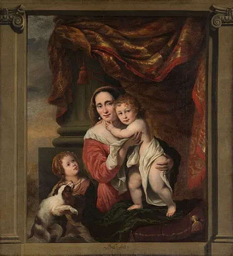 Caritas: Johanna de Geer (1629-91) with her children Cecilia Trip (1660-1728) and Laurens Trip (b 1662)