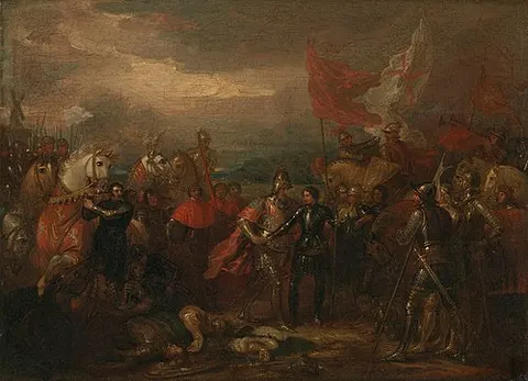 Edward III with the Black Prince after the Battle of Crécy