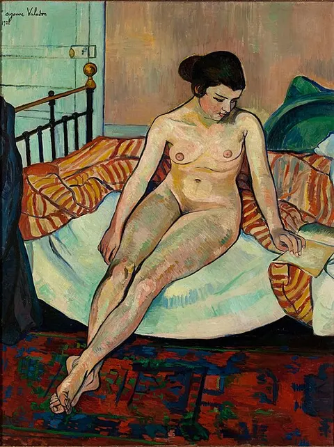 Nu à la couverture rayée
