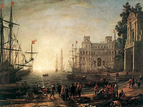 Port Scene with the Villa Medici