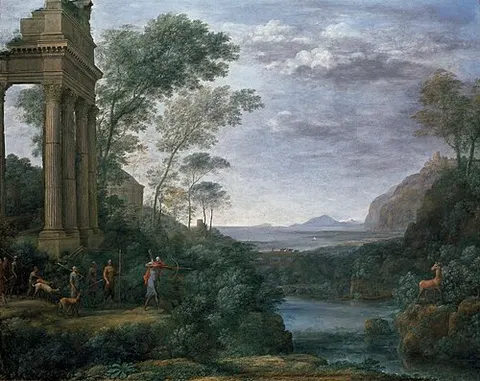 Paisaje con Ascanio asaeteando el ciervo de Silvia