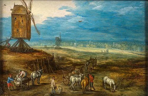 Paisaje con molinos de viento