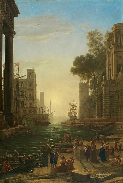 Paisaje con el embarque en Ostia de Santa Paula Romana