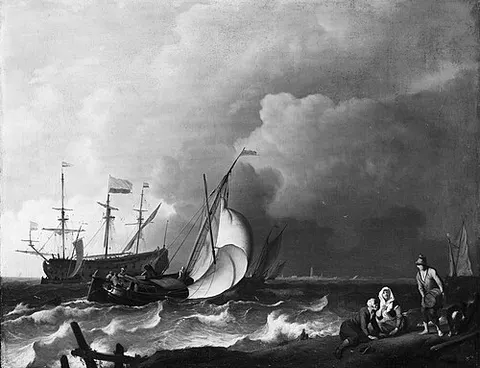 Rough sea with ships
