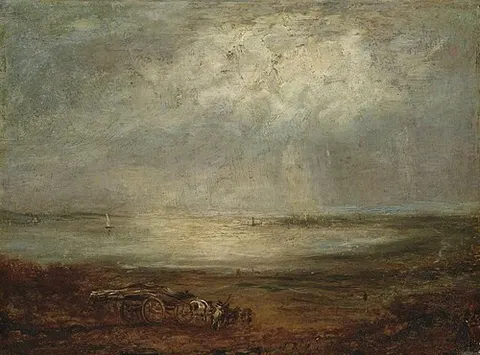 Beach Scene with Cart and Horse
