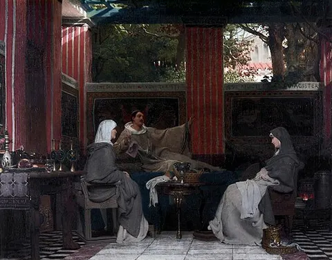 Venantius Fortunatus reading his poems to Radegonda VI and the abbess in the monastery of Poitier