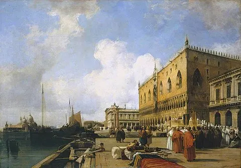 Venice: Ducal Palace with a Religious Procession
