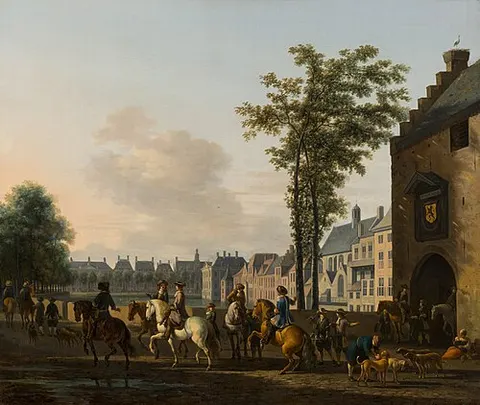 A hunting party near the Hofvijver in The Hague, seen from the South