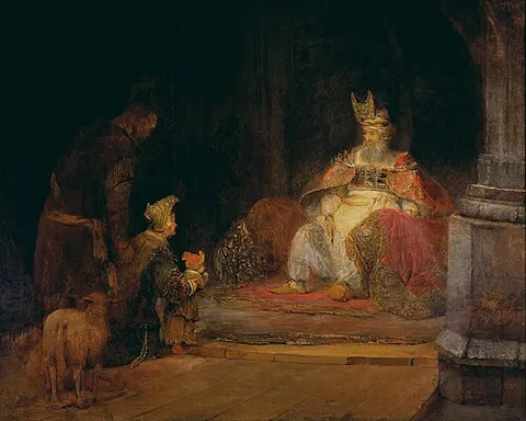 Samuel in the temple at Shiloh presented to Eli by Hannah (1 Samuel 1:25-28)