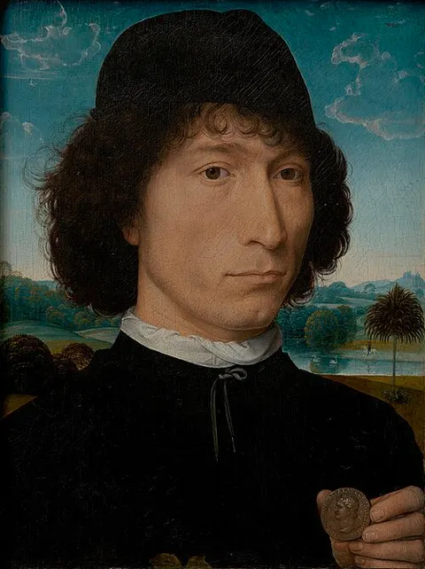 Retrato de un hombre con una moneda romana