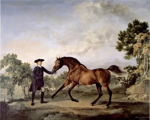 The Duke of Ancaster's bay stallion Blank, held by Old Parnam, his Groom