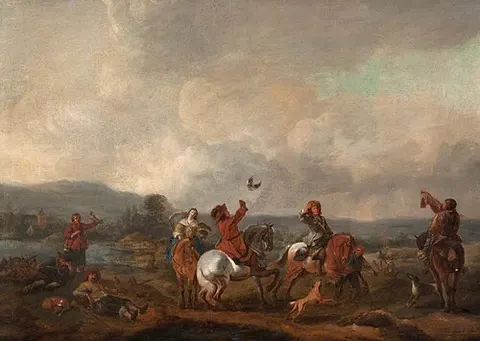 Landscape with falconers