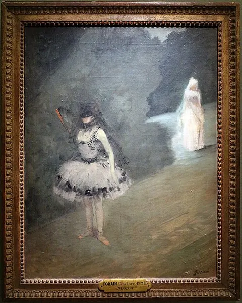 Dancer standing behind a covering slide