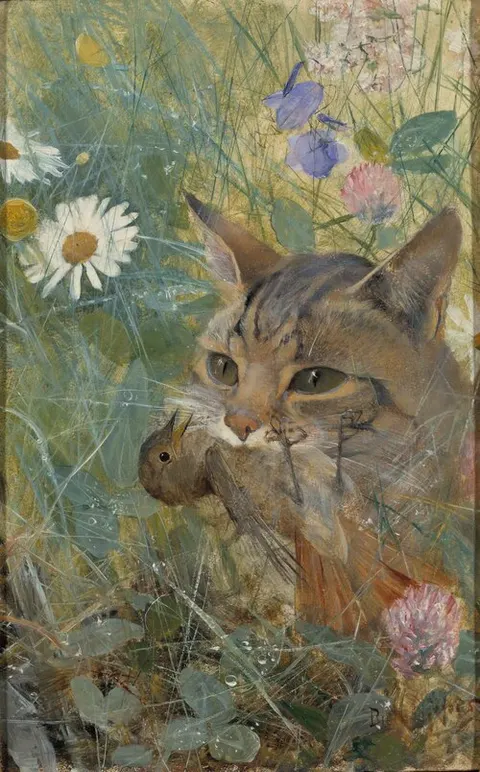 A Cat with a Young Bird in its Mouth. Five studies in one frame NM 2223-2227