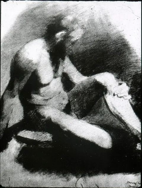 Nude man with beard