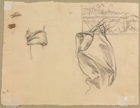 Studies of Drapery and Study of a Landscape (verso)
