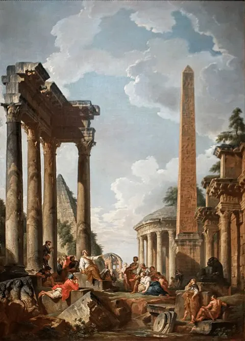 Architectural Capriccio with a Preacher in Roman Ruins