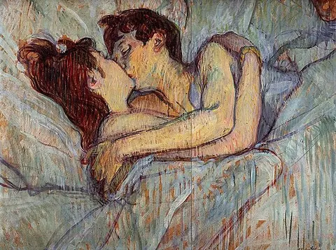 En la cama: el beso