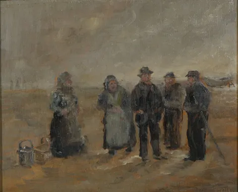 Fishermen and women on the beach.