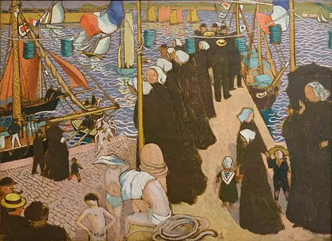 Regatta in Perros-Guirec, view of the West pier"