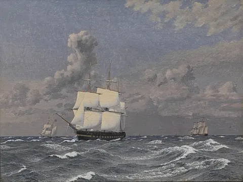 A Frigate and some other Ships Cruising