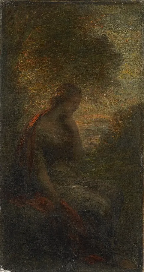 Young Woman under a Tree at Sunset, called 'Autumn'