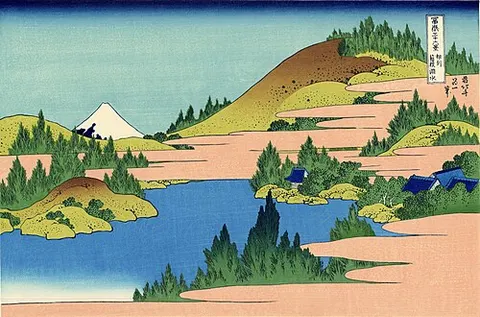 El lago de Hakone en la provincia de Sagami