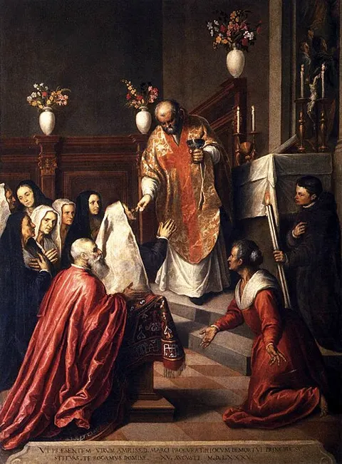 Pasquale Cicogna Hearing Mass Celebrated in the Oratory of the Crociferi