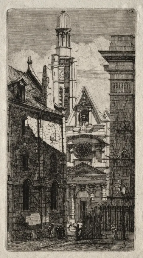 Etchings of Paris:  Church of St. Stephen of the Mount