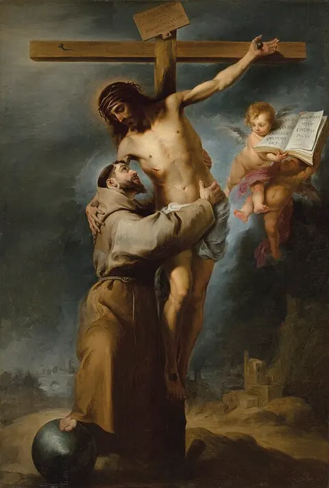 San Francisco abrazando a Cristo en la Cruz