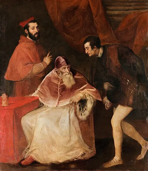 Paulo III y sus nietos Alejandro y Octavio Farnesio