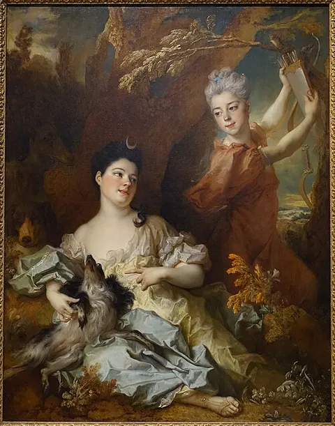 Portrait of the Comtesse de Montsoreau and Her Sister as Diana and an Attendant