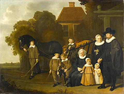The Meebeeck Crywagen family near the gate of their country home on the Uitweg near Amsterdam