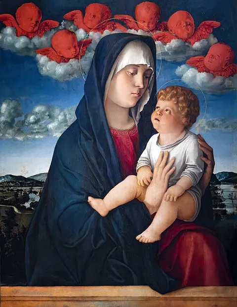 Madonna con querubines rojos