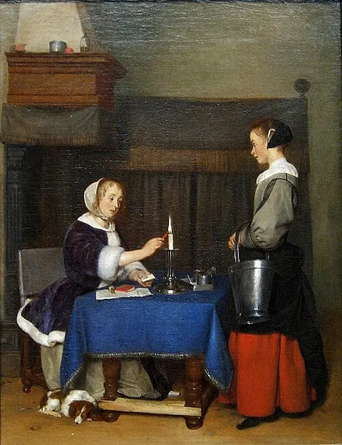 Mujer sellando una carta