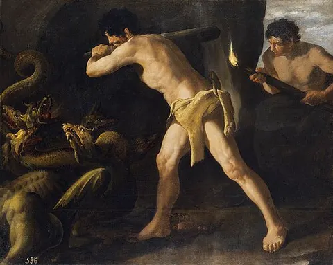 Hércules lucha contra la hidra de Lerna
