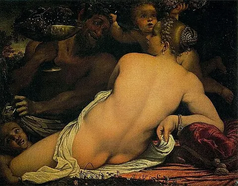 Venus y sátiro con dos amorcillos