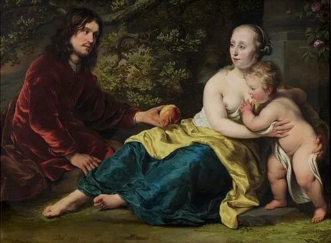Portrait of Wigbold Slicher and Elisabeth Spiegel as Paris handing Venus the Apple