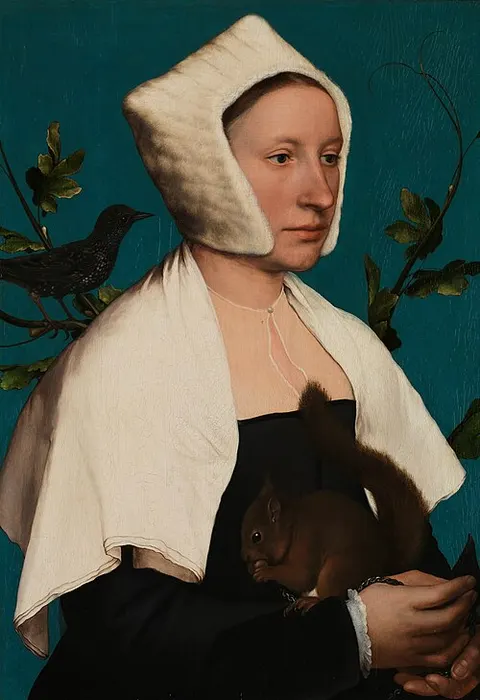 Retrato de una dama con una ardilla y un estornino