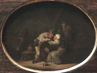 A Couple Kissing in an Interior