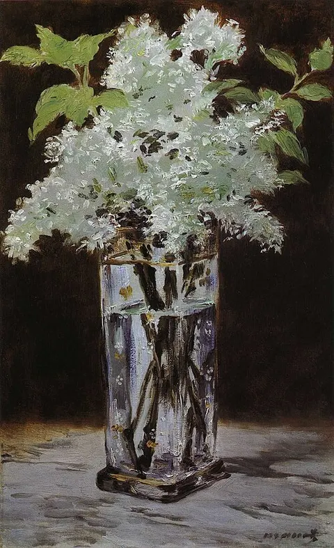 White Lilacs in a Crystal Vase