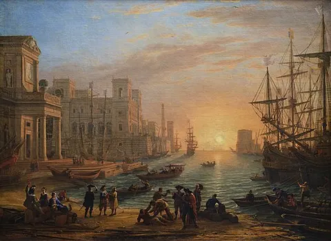 Puesta de sol en un puerto
