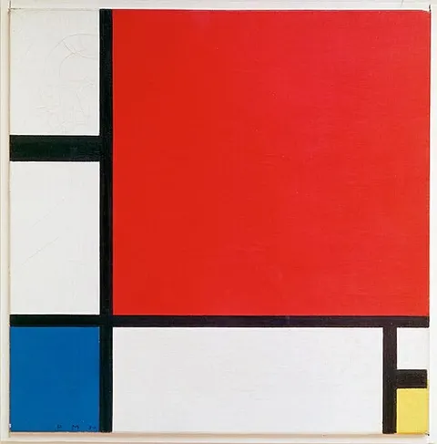 Composición con rojo, azul y amarillo.