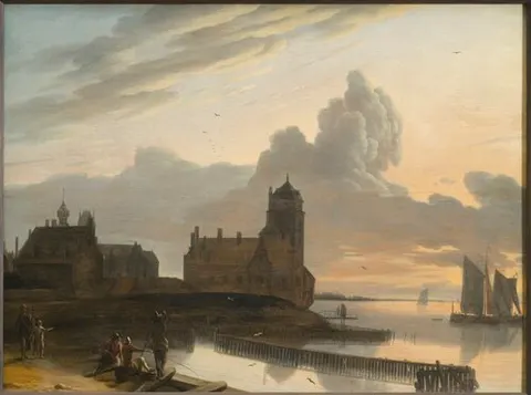 German River Landscape with a Town