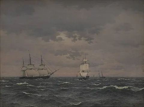 A Corvette Reefing Sails in a Freshening Wind and some other Ships
