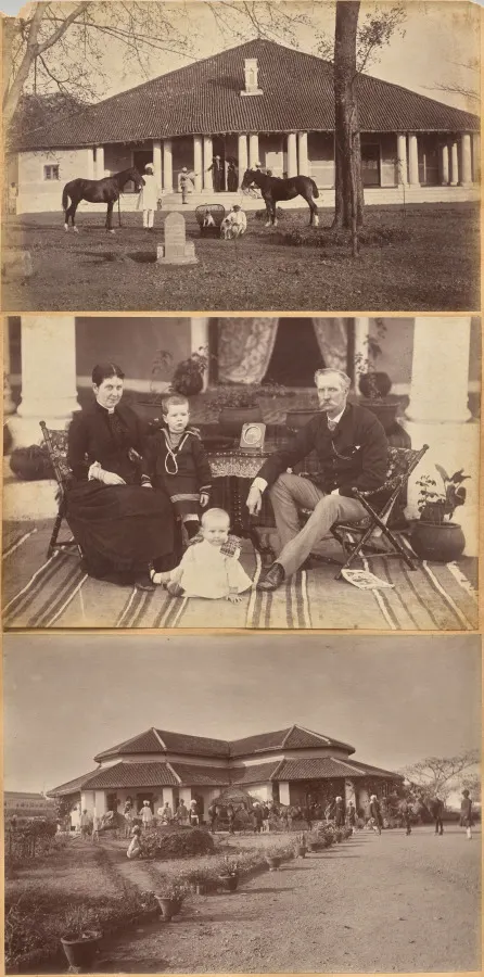 Captain Falkner's Bungalow, Neemuch (recto, top); Col. Carpendale and family, Neemuch (recto, bottom); Major Creagh's home, Mhon (verso)