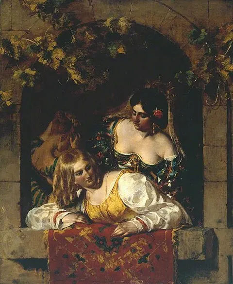 Window in Venice, during a Festa
