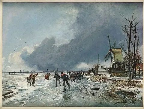 Winter landscape with Skaters