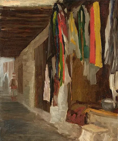 The dyeworks in the souk, Algiers